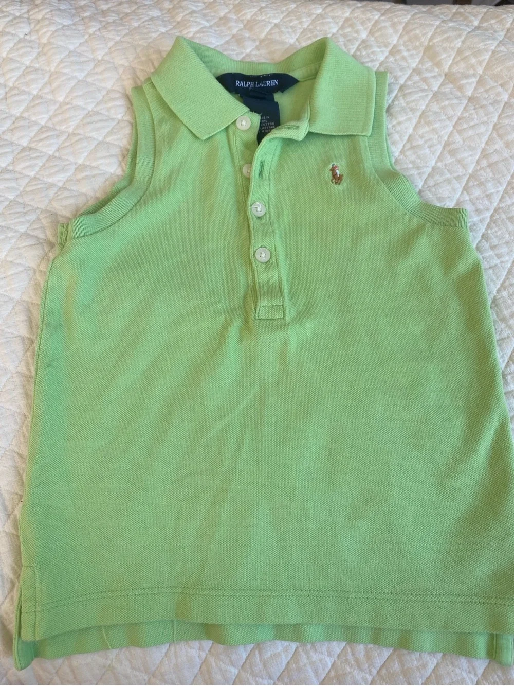 Ralph Lauren Girls' Light Green Sleeveless Polo Tank pony logo preppy size 4